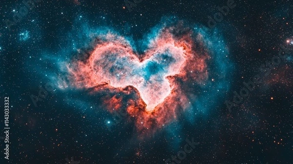 Fototapeta A heart shaped nebula in the middle of the night sky