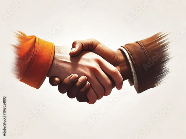 Fototapeta Illustration of two hands shaking in greeting or negotiation.