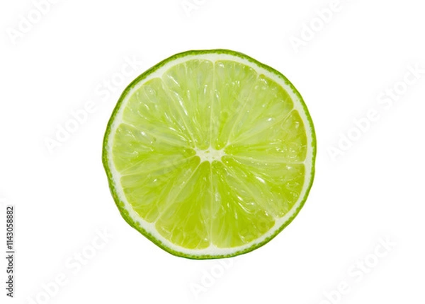 Fototapeta Lime slice isolated on white background.