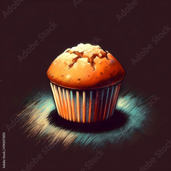 Fototapeta Product artistic  chalk cupcake illustration in vibrant design setting