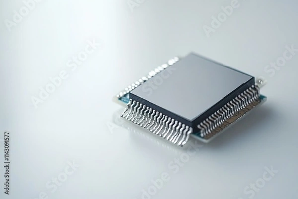 Obraz Close-up of microchip on white background with copy space