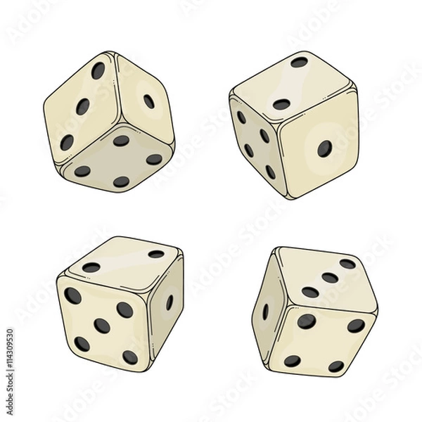 Obraz Four colored cartoon-style dice cubes