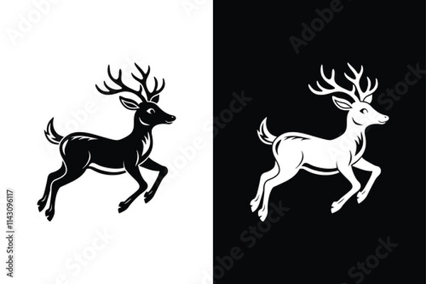 Fototapeta Deer running icon vector on White Background ,Vector Art Illustration on white background.