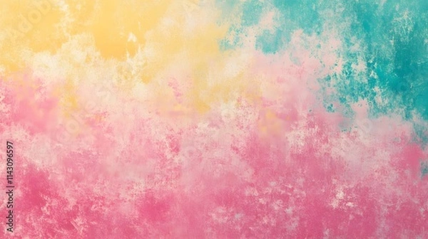 Fototapeta The background texture consists of a pink, yellow, and turquoise gradient noise grain