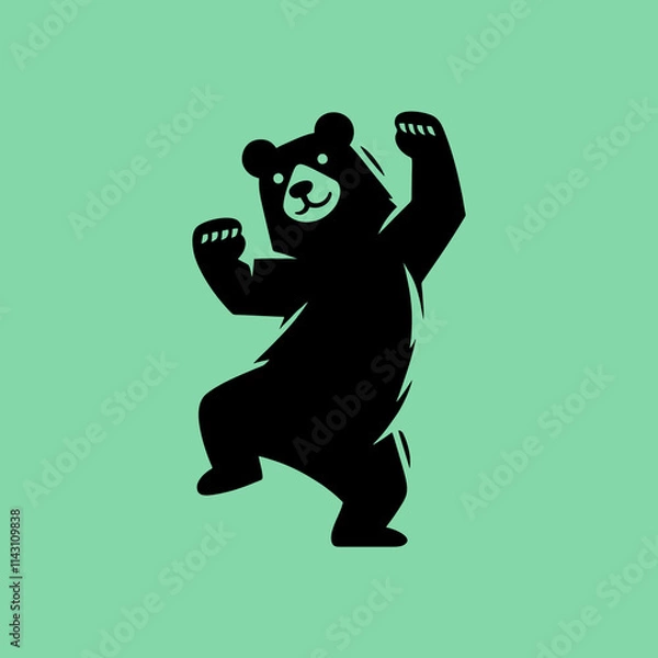 Obraz simple silhouette black panda happy dancing