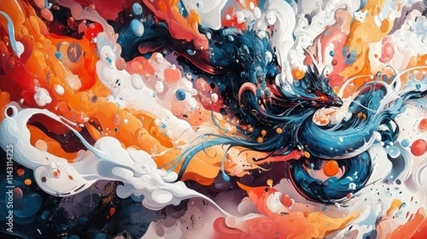 Fototapeta Intricate graffiti art with stylized characters and dynamic background