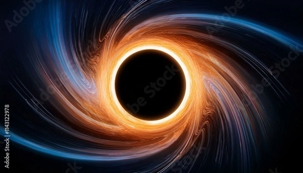 Fototapeta Swirling cosmic wonder: A black hole's mesmerizing gravitational pull.