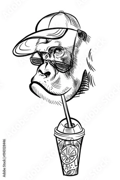 Obraz Gorilla, hand drawn sketch vector illustration