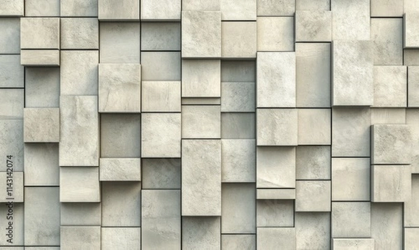 Obraz Textured, Natural Stone Mosaic Tiles arranged in the shape of a wall. Semigloss, Blocks stacked to create a Rectangular block background.