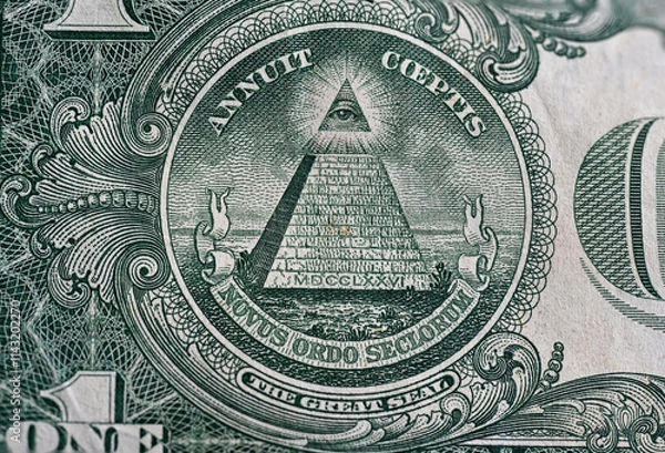 Fototapeta billete de un dólar, ojo de la providencia el ojo que todo lo ve
