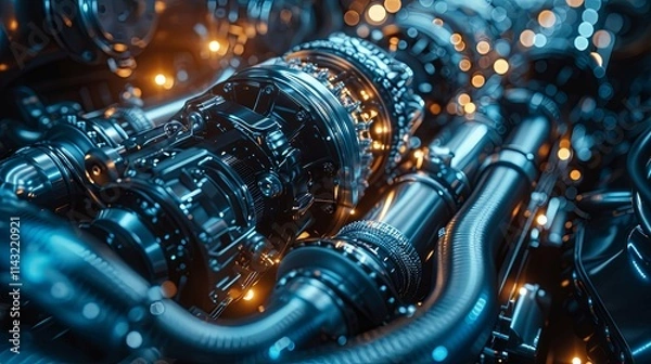 Obraz Close-up of a Complex, Futuristic Engine's Internal Mechanisms
