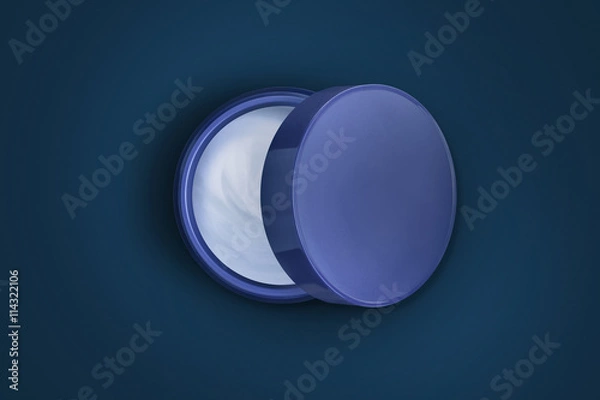 Fototapeta The Moon. Open jar with skin care night cream. Creative concept. Top view