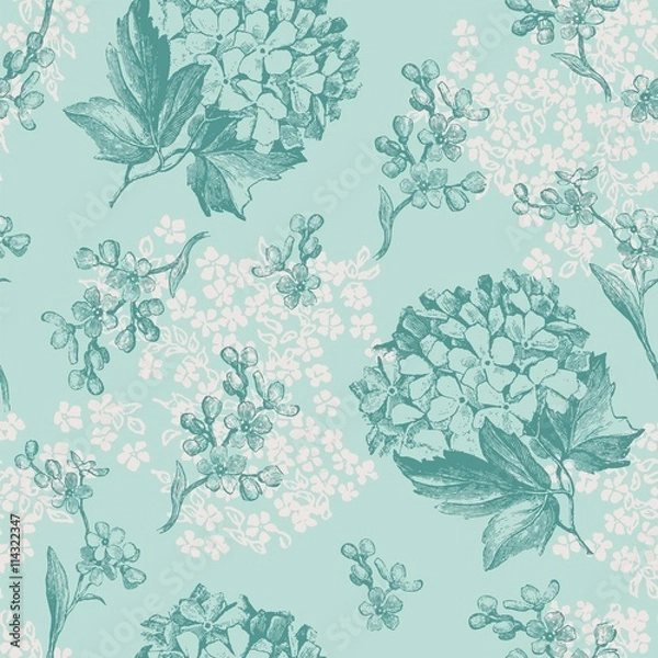 Obraz Turquoise Flowers Seamless Pattern