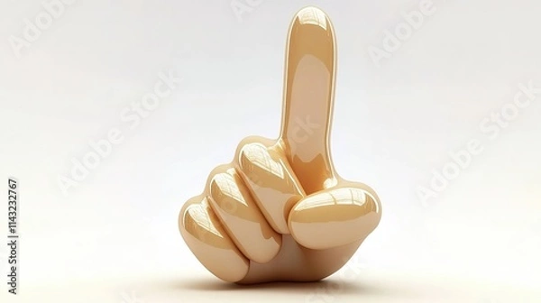 Obraz A 3D shiny chubby cartoon hand symbol making a fighting hand gesture with two fingers up, set against a clean white background. The playful design adds a touch of fun and energy to the scene.