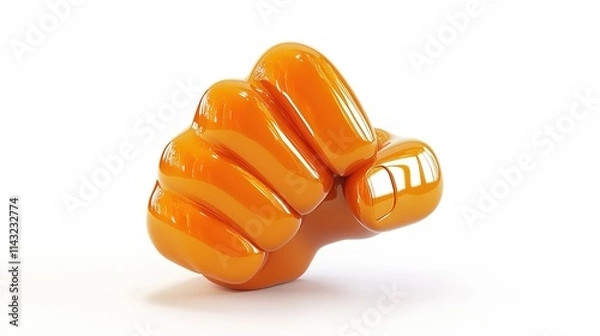 Obraz A 3D shiny chubby cartoon hand symbol making a fighting hand gesture with two fingers up, set against a clean white background. The playful design adds a touch of fun and energy to the scene.