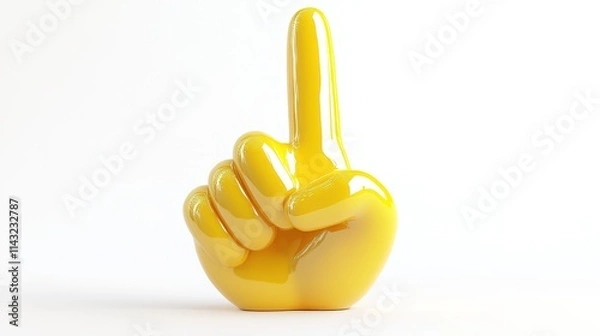 Fototapeta A 3D shiny chubby cartoon hand symbol making a fighting hand gesture with two fingers up, set against a clean white background. The playful design adds a touch of fun and energy to the scene.