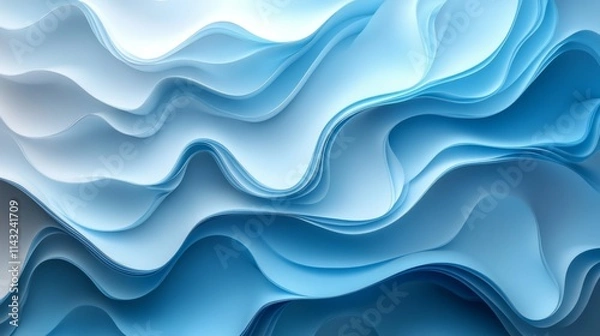 Fototapeta Abstract 3D waves with smooth blue texture