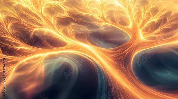 Obraz Organic flowing shapes merge into an abstract tree of life.
