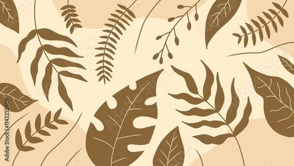 Fototapeta seamless background with leaves boho theme