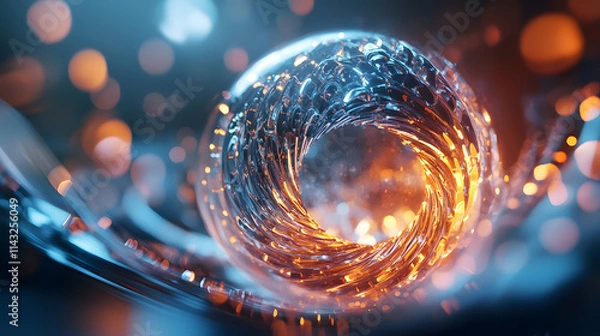 Obraz Abstract swirling forms converge into a futuristic sphere.