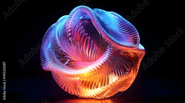 Obraz Abstract swirling forms converge into a futuristic sphere.