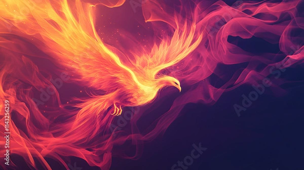 Obraz Abstract waves of color create a digital phoenix.
