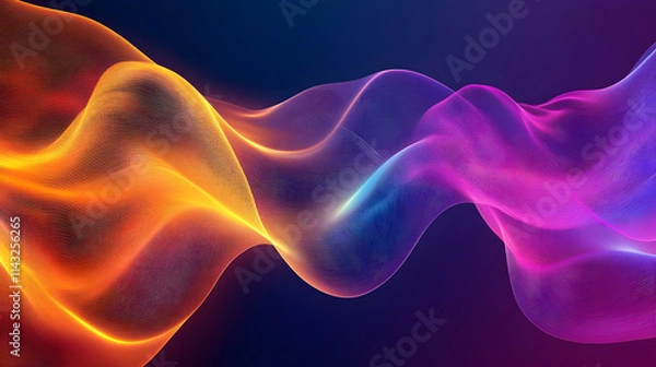 Fototapeta Abstract waves of color create a digital phoenix.