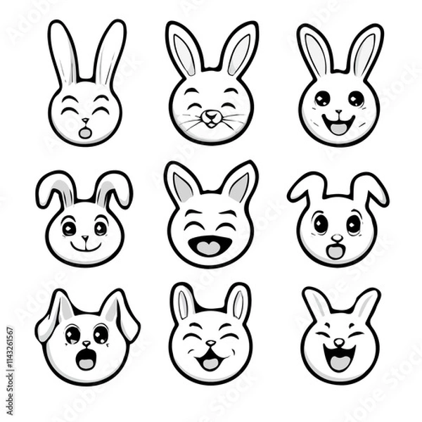 Obraz set of animals head vector style