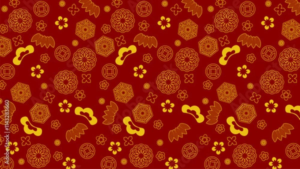 Fototapeta 日本のお正月をイメージさせるランダムパターンの背景