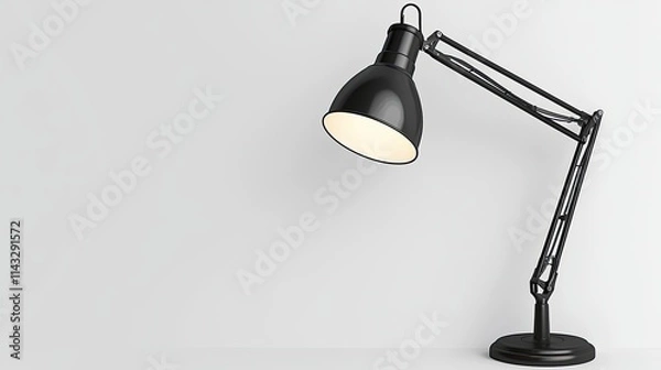Fototapeta A black desk lamp with an adjustable arm, designed for focused lighting in workspaces.