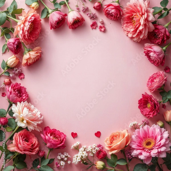 Fototapeta Special day greeting background with flowers, space for text