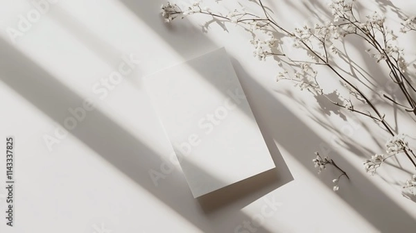 Fototapeta Minimalistic Greeting Card at an Angle with Delicate Shadows