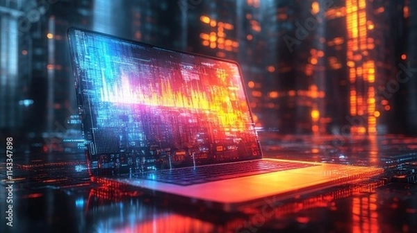 Fototapeta Technology computer laptop advertisement.