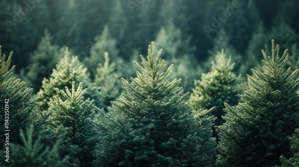 Fototapeta Chrismas tree in forest.