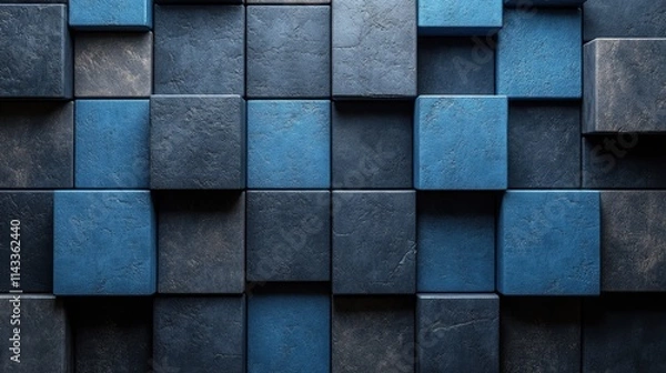 Fototapeta abstract 3d render geometric background design with blue and black cube