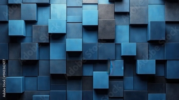 Fototapeta abstract 3d render geometric background design with blue and black cube