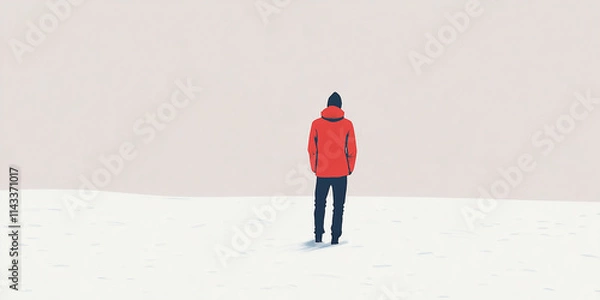 Fototapeta llustration of Person in Red Hoodie Standing Alone