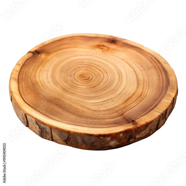 Fototapeta wood slice serving board isolated on white background as transparent. PNG.AI GENERATED