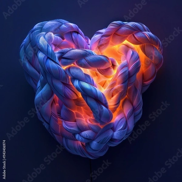 Fototapeta Intense Fiery Heart Shaped Abstract Digital with Vibrant Colorful Textures and Glowing Embers  Captivating Dramatic Render Depicting a Powerful Pulsating Energy and Passion