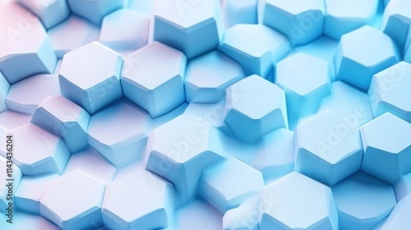 Fototapeta Abstract blue geometric hexagon shape technology and science background