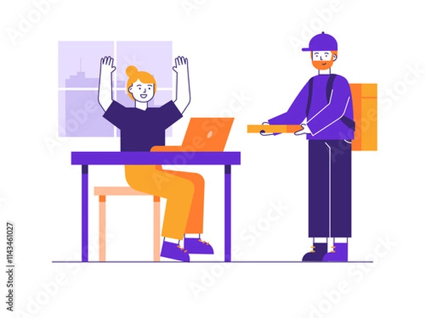 Obraz Online food delivery service. Online Food illustration. Flat vector illustrations