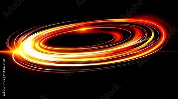 Fototapeta Dynamic Energy Wave with Glowing Lines in Black Background