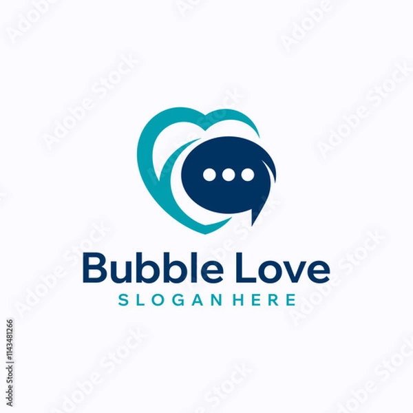 Fototapeta Love bubble chat logo design template. Dating app concept. Creative vector symbol.