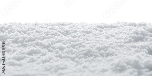 Fototapeta Real fluffy white snow sparkling in winter sunlight. Flat snow drift with transparent background.