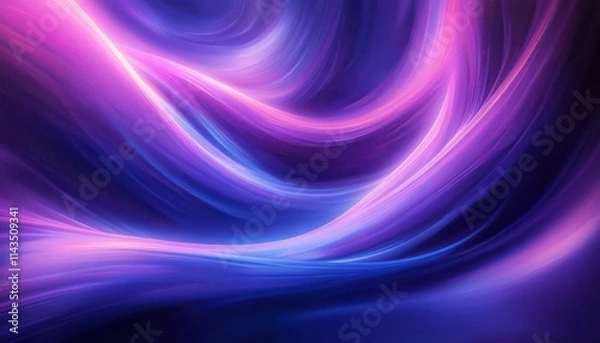 Fototapeta Abstract Fluid Waves in Purple and Blue Glowing Light