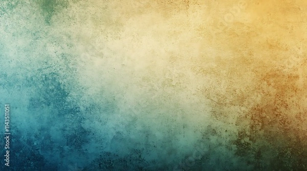 Fototapeta Textured canvas mockup softly blends teal with golden hues abstract painting.. AI Generated