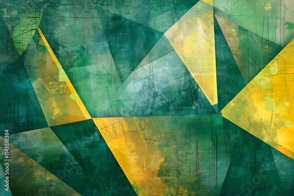 Fototapeta Colorful abstract artwork featuring flowing shapes and waves in green and yellow hues, perfect for modern decor and design, Abstract Colorful waves and Lines background for design and presentation.