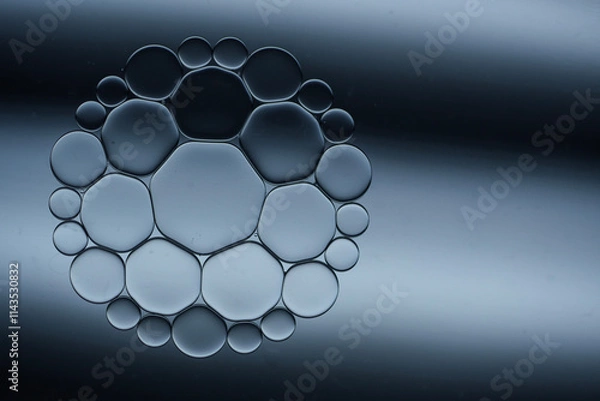 Fototapeta Abstract blue circular bubble pattern with gradient background