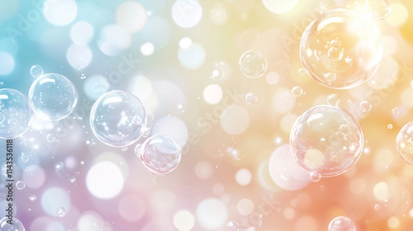 Fototapeta Dreamy Bubble Background: Pastel Rainbow Bubbles Floating in Soft Light 