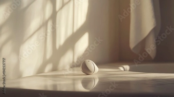 Fototapeta Elegant Bathroom Scene with Soft Lighting and Earbud